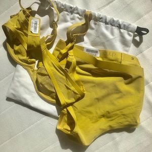 SOLD! Cuup set: 34B Plunge & (3MD) high waist panties NWT set, color- “sun”
